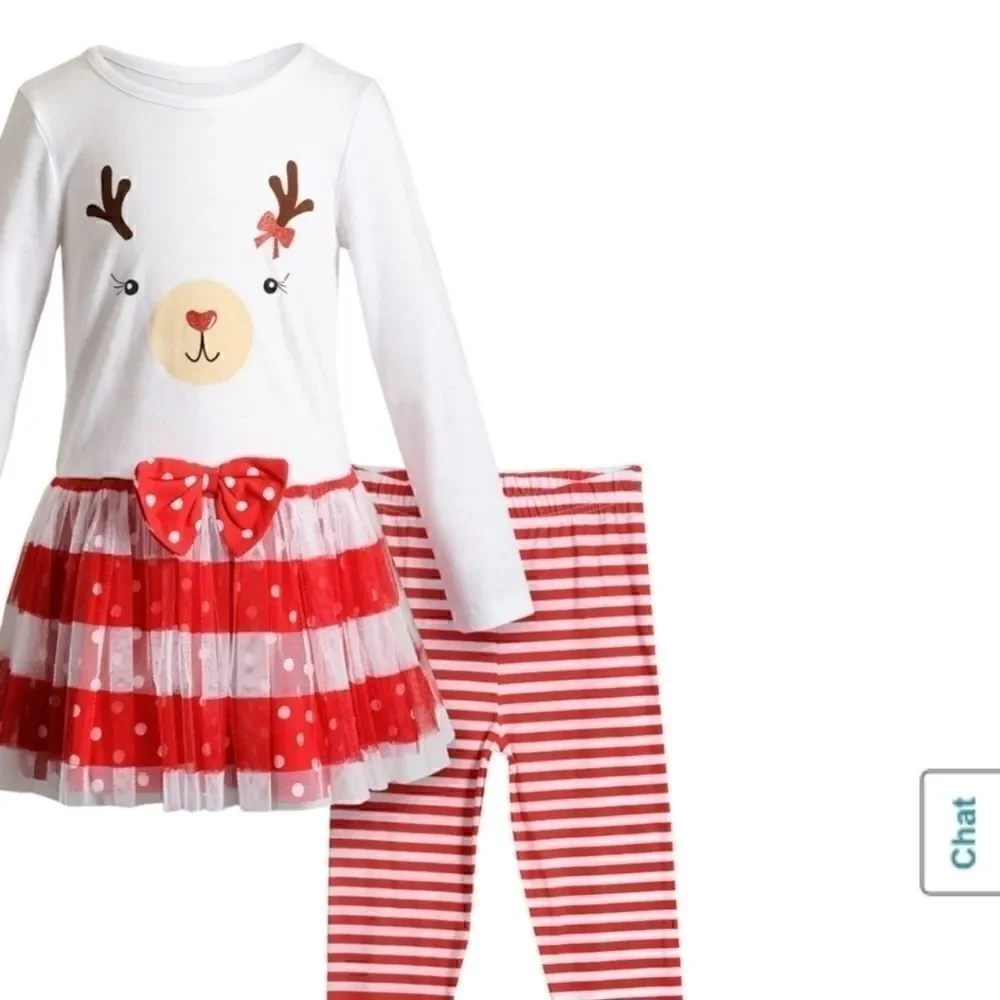 *NEW* GIRLS' SZ 4 REINDEER 2PC DRESS\LEGGING OUTFT